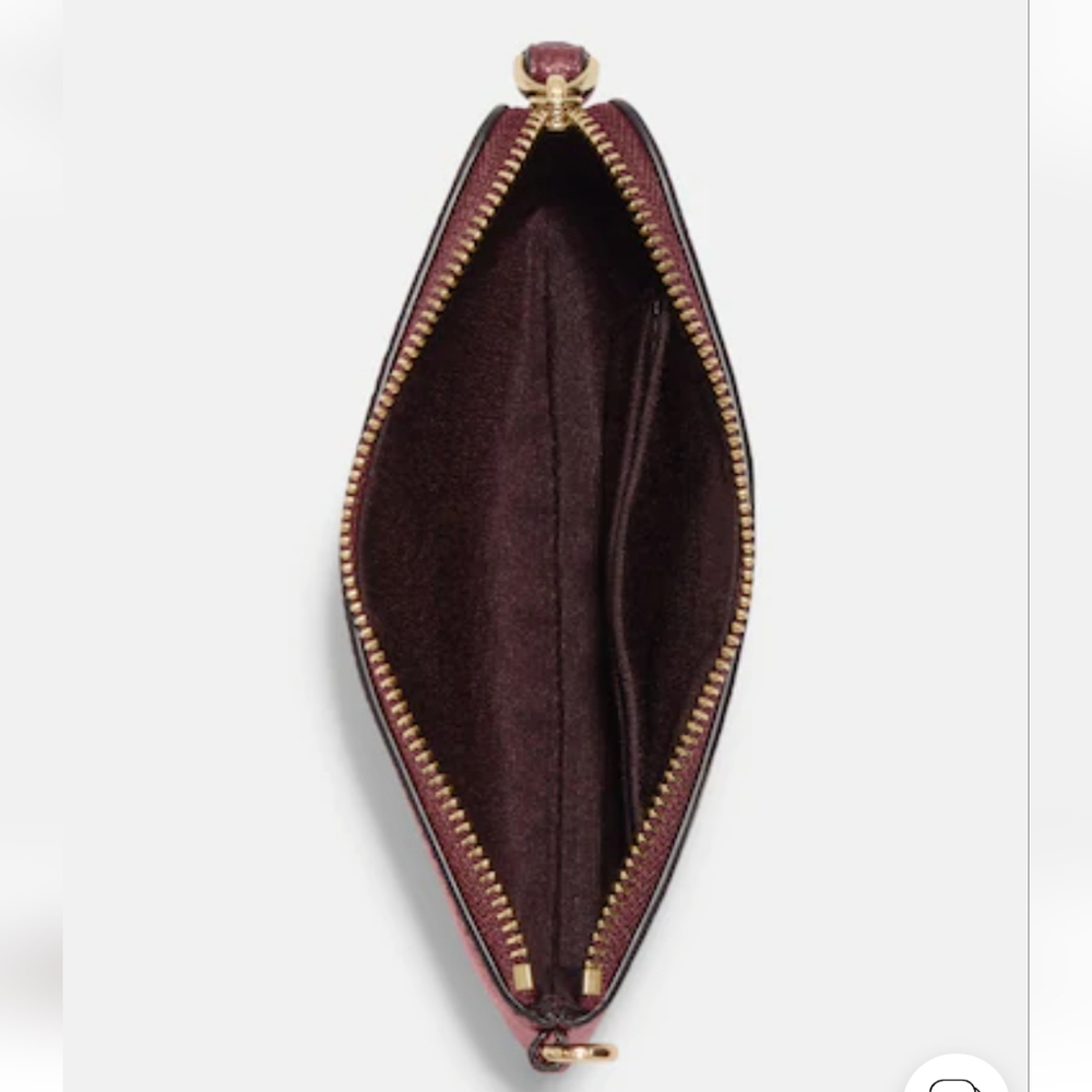Coach Boxed Leather Corner Zip Wistlet in Gold/ Black Cherry - Picture 3 of 10